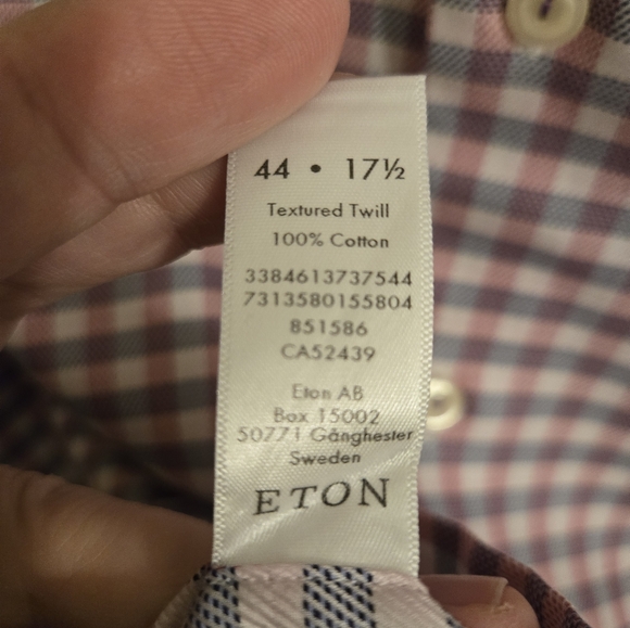ETON Contemporary Signature Twill plaid check button up dress shirt 17.5/44 (XL) - Picture 4 of 7